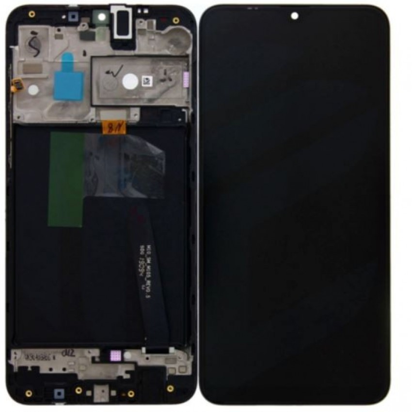 LCD displeja ekrāns Samsung A105 A10 Dual SIM ar skārienekrānu un rāmi melns oriģināls (service pack)