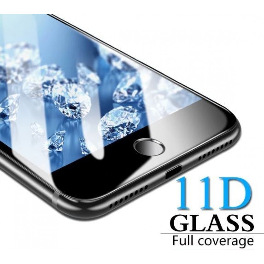 Ekrāna aizsargstikls 11D Full Glue Samsung A105 A10/A107 A10S/M105 M10 melns beztaras