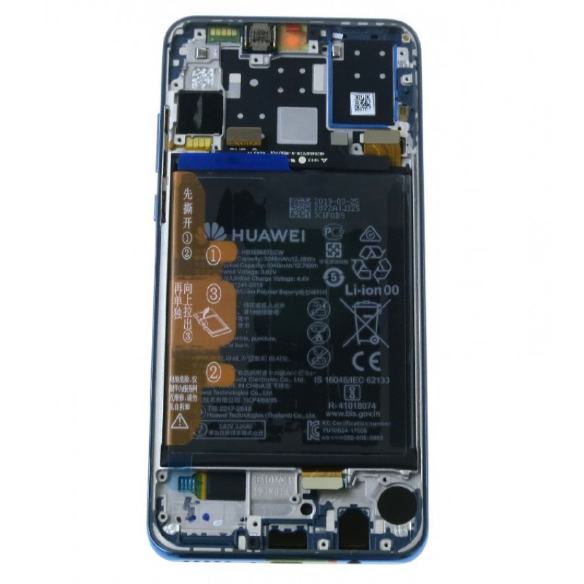 LCD screen Huawei P30 Lite with touch screen and frame blue (Peacock Blue) original (used Grade B)