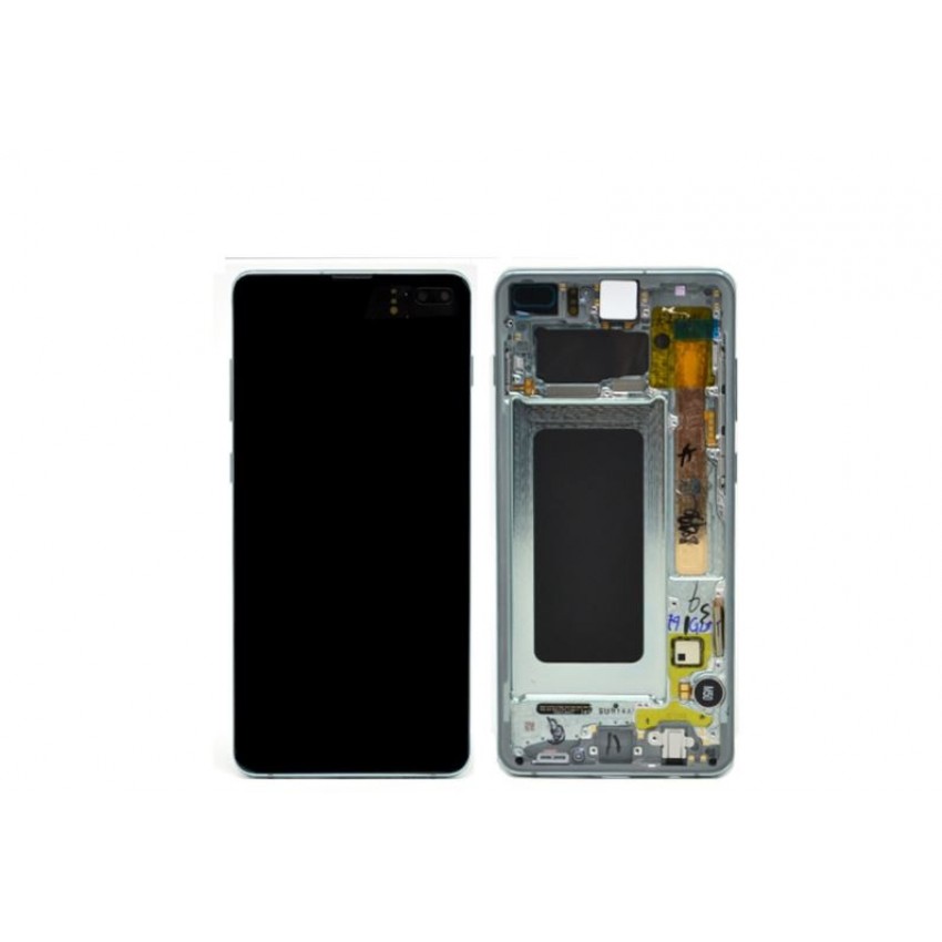 LCD screen Samsung G975F S10 Plus with touch screen and frame Prism Green original (service pack)