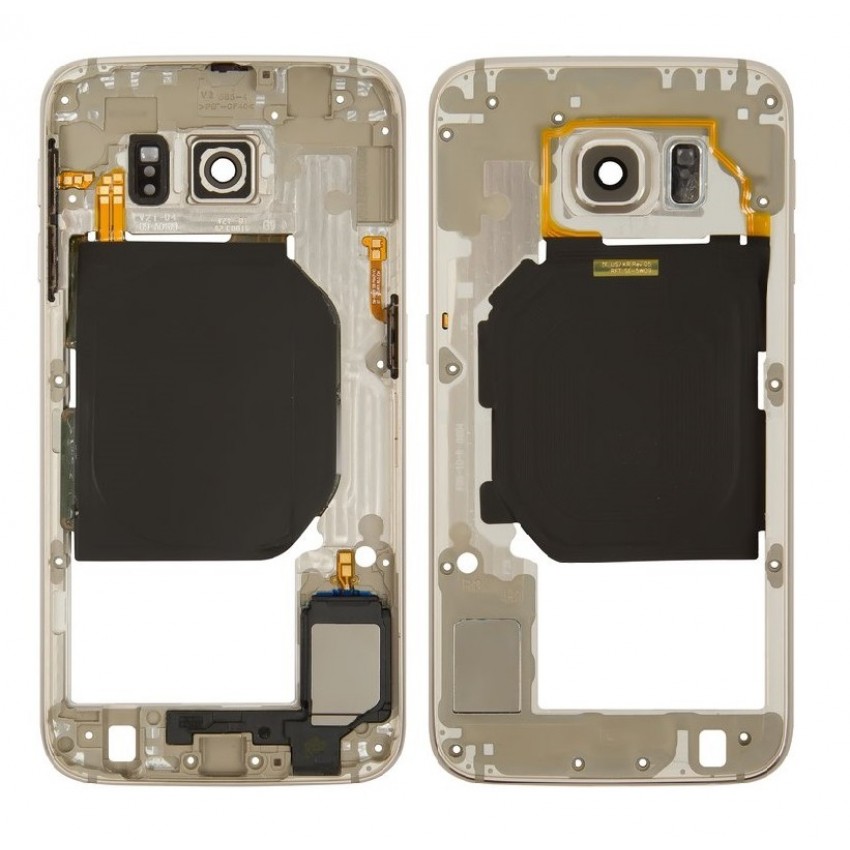 Middle housing Samsung G920F S6 gold with buzzer and sides buttons original (used Grade B) Middle housing Samsung G920F S6 gold with buzzer and sides buttons original (used Grade B)