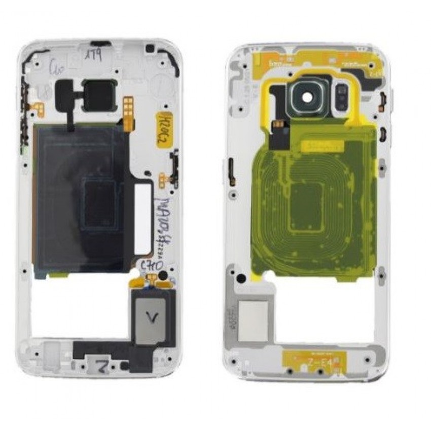 Vidus korpuss Samsung G925F S6 Edge sudraba (zaļš) ar zummeri un sānu pogām oriģināls (service pack)