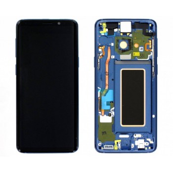 LCD ekrāns Samsung G960F S9 ar skārienekrānu un rāmi zilā krāsā (Coral Blue) oriģināls (servisa pakotne)