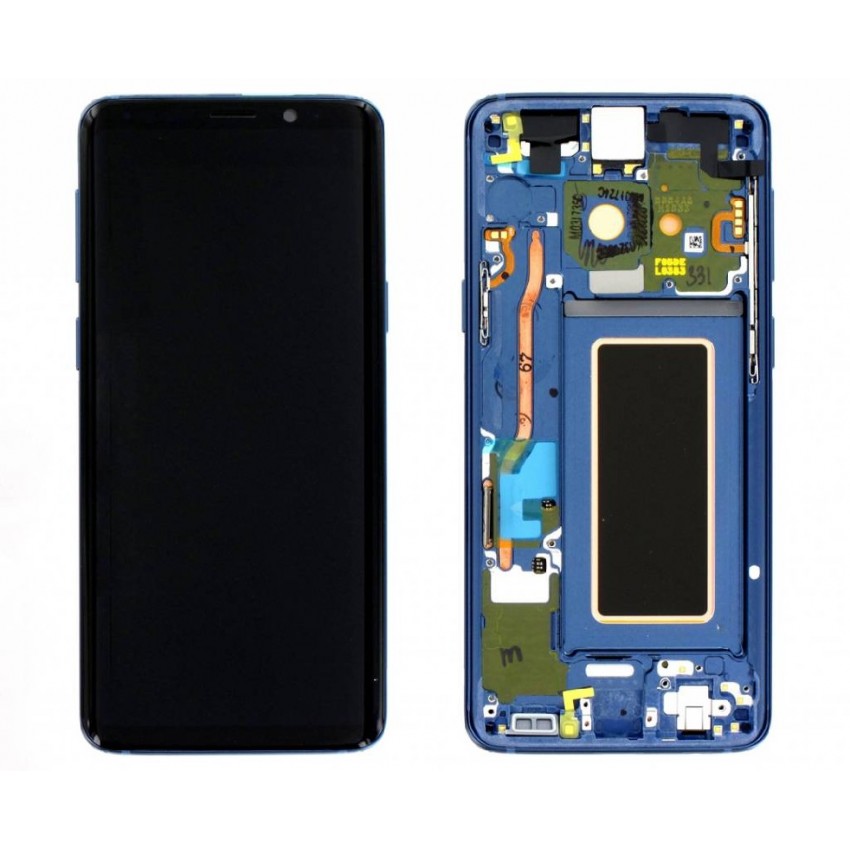 LCD screen Samsung G960F S9 with touch screen and frame Coral Blue original (service pack)