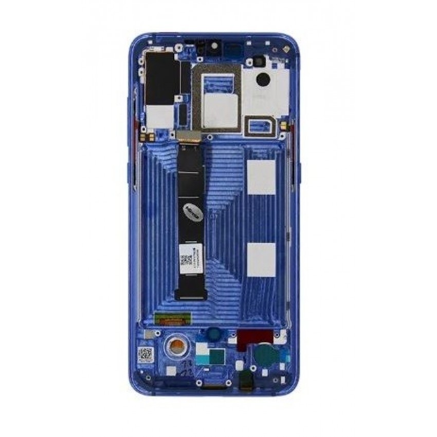 Ekranas Xiaomi Mi 9 su lietimui jautriu stikliuku ir rėmeliu Blue originalus (service pack)