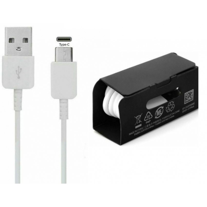 USB kabelis origināls Samsung S10 S10+ S9 Type-C (EP-DG970BWE) balts (1M)