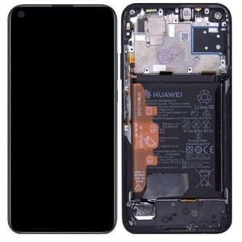 LCD screen Huawei P40 Lite with touch screen with frame and battery Black original (service pack)