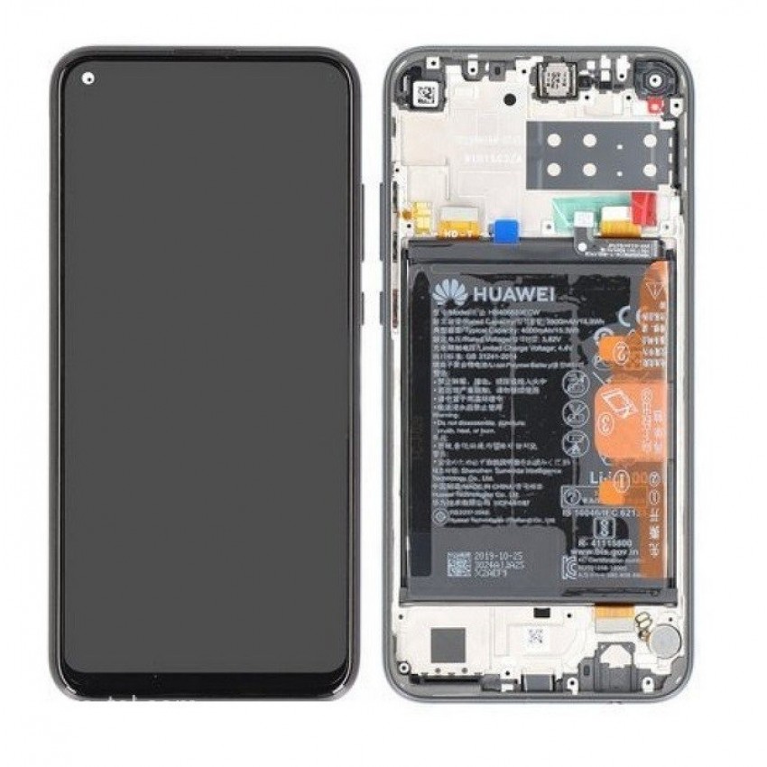 LCD screen Huawei P40 Lite E with touch screen with frame and battery black original (service pack)