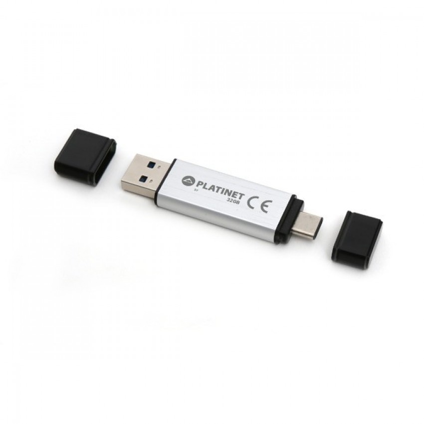 Atmiņa Platinet 32GB OTG USB 3.0 + Type-C sudraba