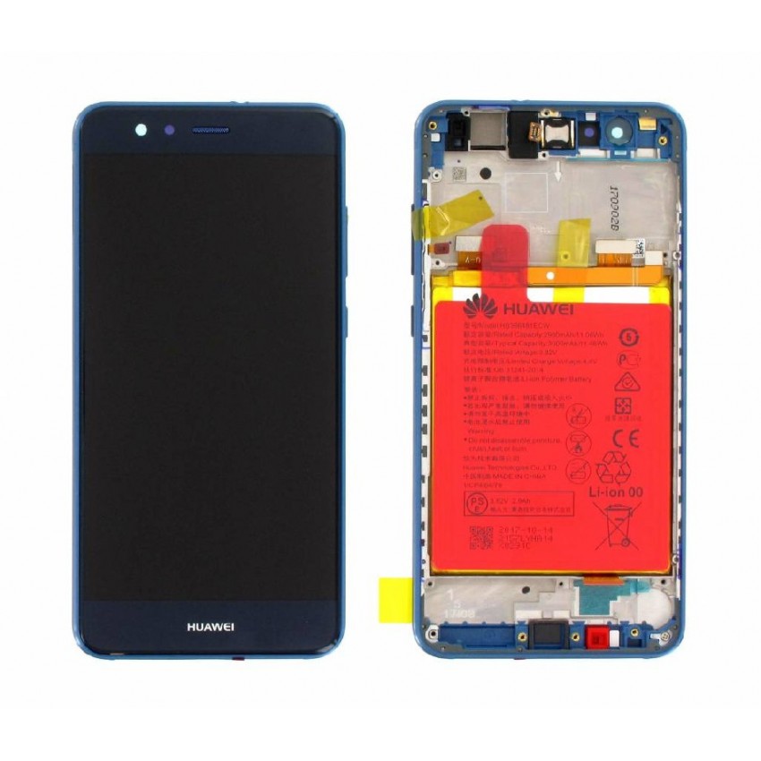 LCD displeja ekrāns Huawei P10 Lite ar skārienekrānu ar rāmi un akumulatoru, zils (Sapphire Blue) oriģināls (service pack)