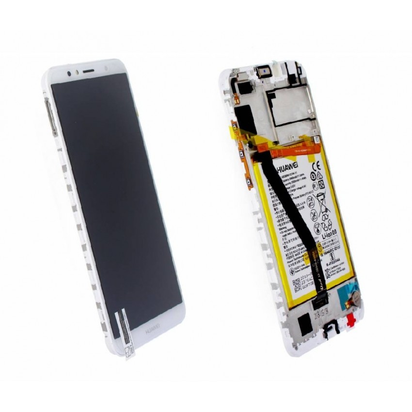 LCD screen Huawei Y6 2018/Y6 Prime 2018 with touch screen with frame and battery White original (service pack)