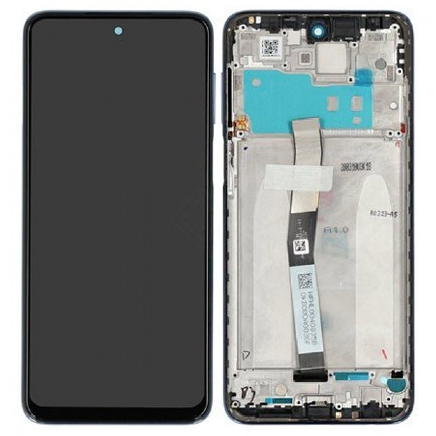 LCD displeja ekrāns Xiaomi Redmi Note 9 Pro ar skārienekrānu ar rāmi, melns oriģināls (service pack)