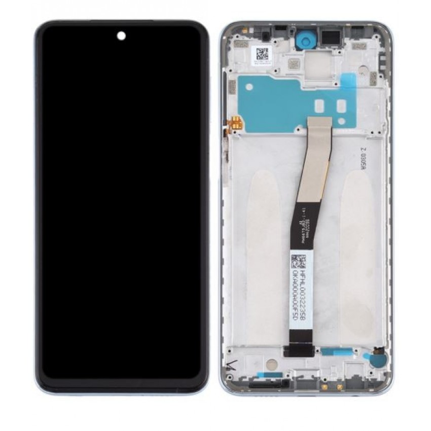 LCD displeja ekrāns Xiaomi Redmi Note 9S ar skārienekrānu ar rāmi, melns oriģināls (service pack)