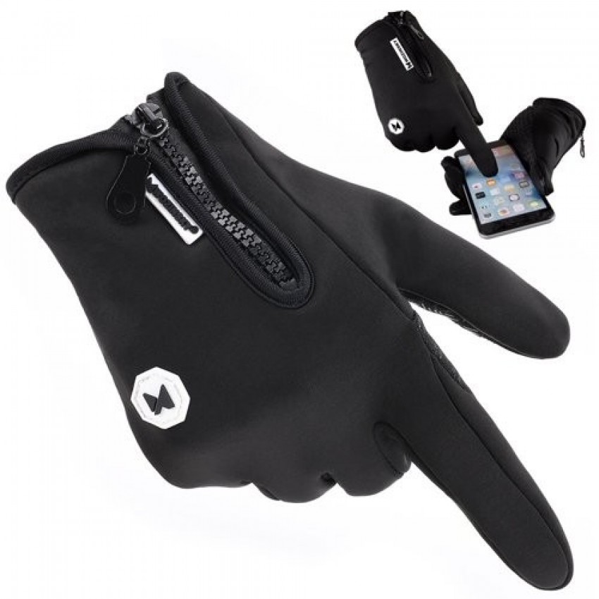 Wozinsky Sport Waterproof touchscreen winter gloves black