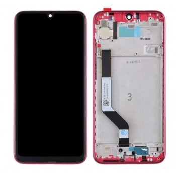 Ekranas Xiaomi Redmi Note 7 su lietimui jautriu stikliuku ir rėmeliu Red originalus (service pack)
