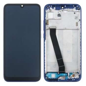 LCD displeja ekrāns Xiaomi Redmi 7 ar skārienekrānu un rāmi, zils oriģināls (service pack)