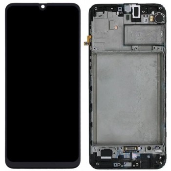 Ekranas Samsung M217/M315 M21s/M31 2020 su lietimui jautriu ir rėmeliu stikliuku Black originalus (service pack)