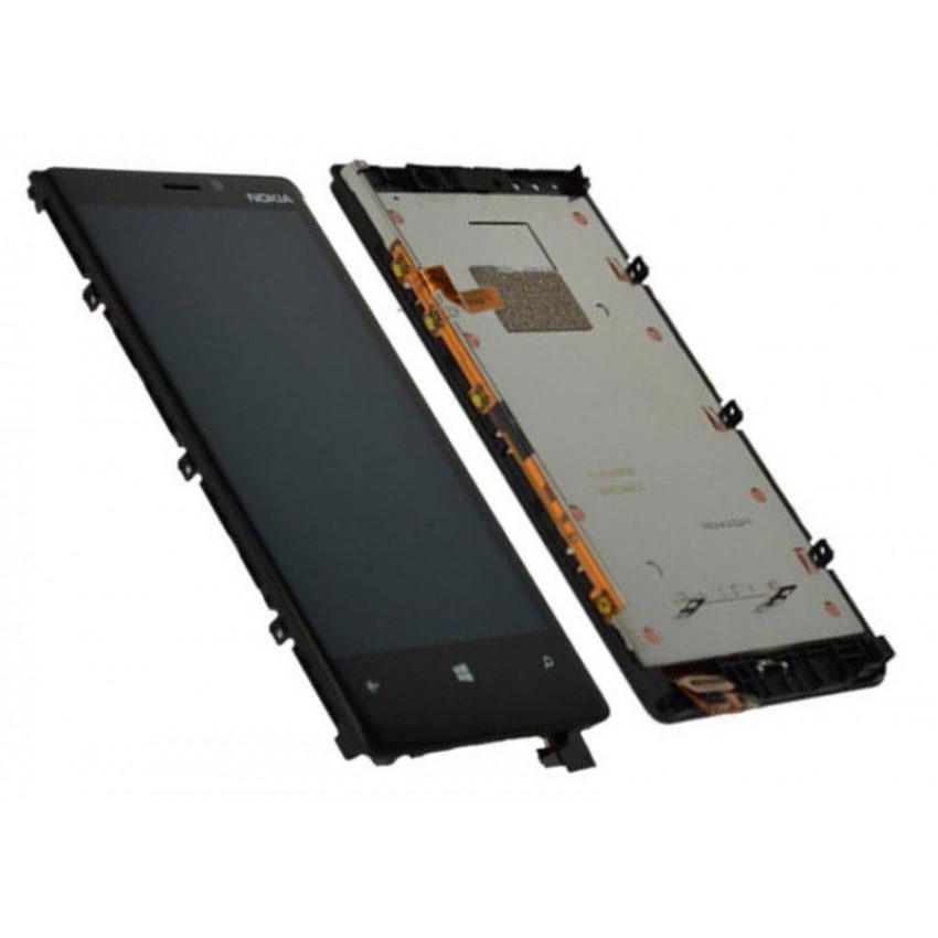 LCD displeja ekrāns Microsoft (Nokia) Lumia 920 ar skārienekrānu un rāmi melns oriģināls (lietots B pakāpe)