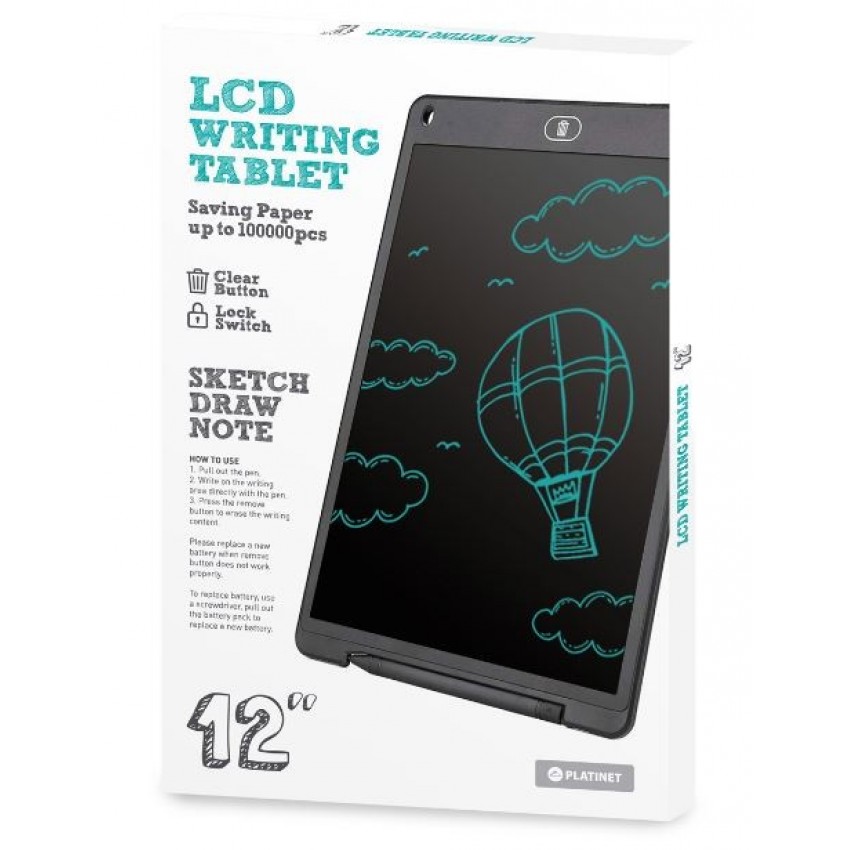 Zīmēšanas dēlis Platinet LCD Writing Tablet 12 '' melna