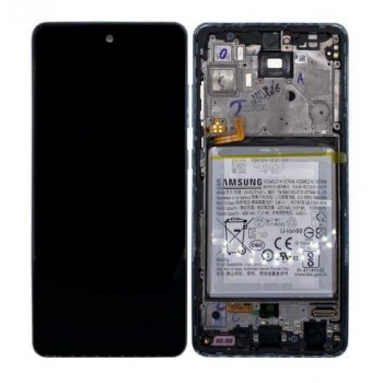Ekranas Samsung A525/A526 A52 4G/5G 2021 su lietimui jautriu stikliuku ir rėmeliu ir baterija Awesome Blue originalus (service pack)