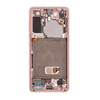 Ekranas Samsung G991 S21 5G su lietimui jautriu stikliuku ir rėmeliu Phantom Pink originalus (service pack)