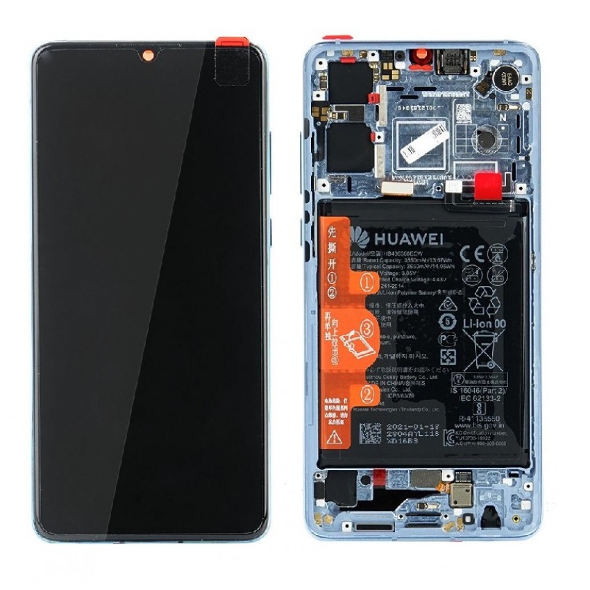 LCD screen Huawei P30 (new version 2021) with touch screen with frame and battery Breathing Crystal original (service pack)