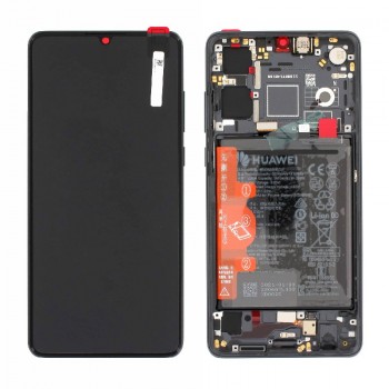 LCD screen Huawei P30 (new version 2021) with touch screen with frame and battery Black original (service pack)