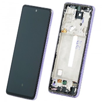 Ekranas Samsung A725/A726 A72 4G/5G 2021 su lietimui jautriu stikliuku ir rėmeliu ir baterija Awesome Violet originalus (service pack)