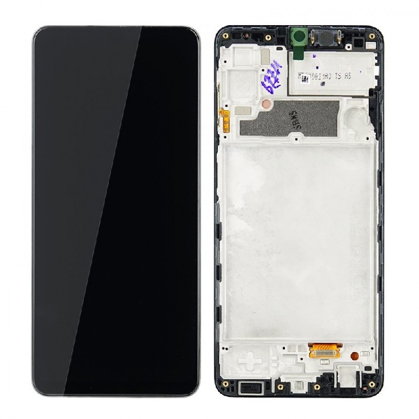 LCD displeja ekrāns Samsung A225 A22 4G ar skārienekrānu un rāmi melns oriģināls (service pack)