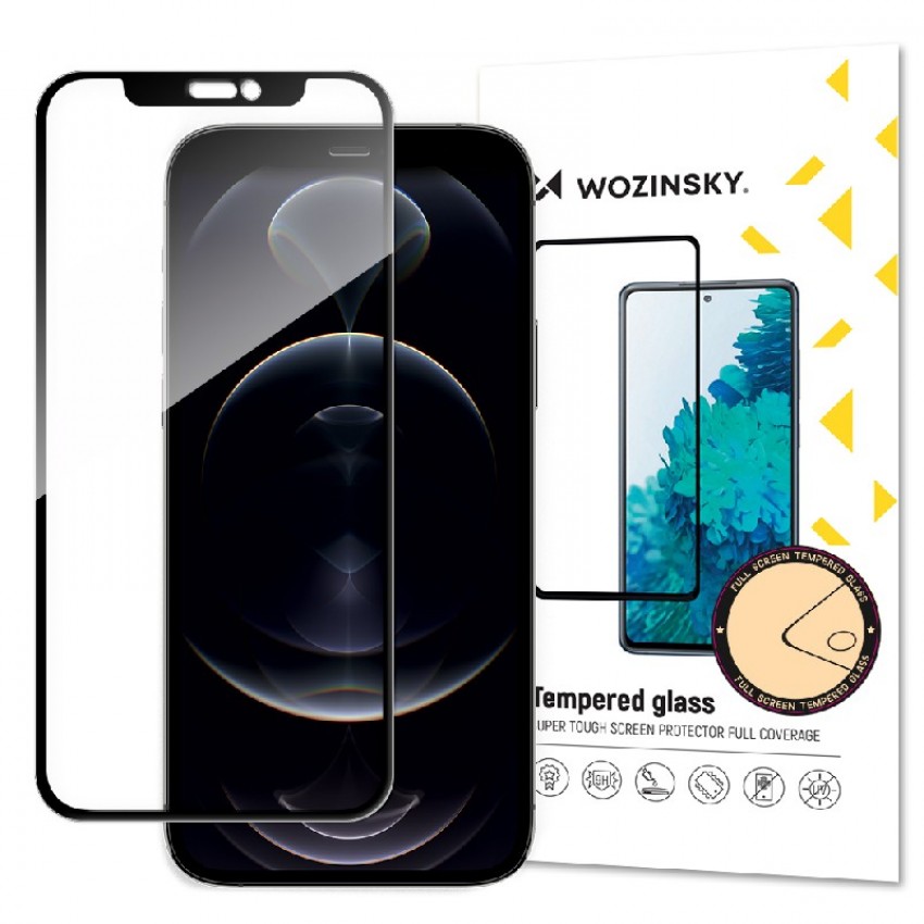 Ekrāna aizsargstikls Wozinsky 5D Full Glue Apple iPhone 13/13 Pro korpusam draudzīgs, melns
