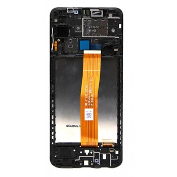 LCD screen Samsung A022F A02 (A022F LCD black flex) with touch screen with frame Black original (service pack)