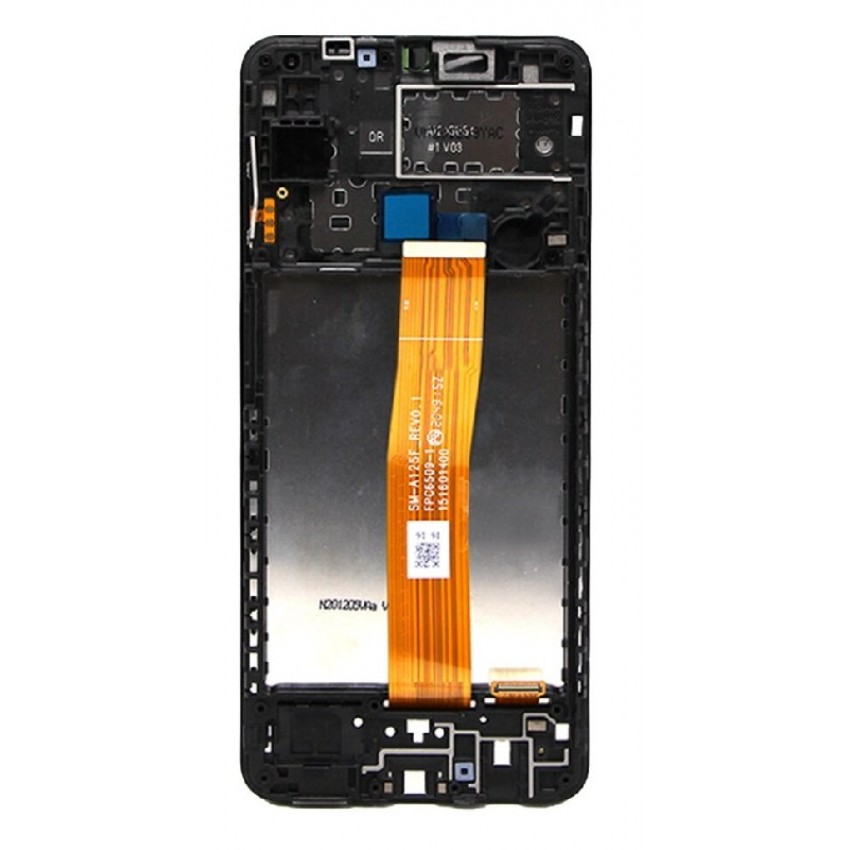 LCD screen Samsung A022F A02 (A022F LCD black flex) with touch screen with frame Black original (service pack)
