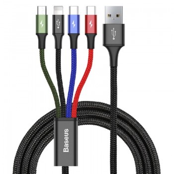 USB cable Baseus (CA1T4-B01) 4in1 lightning+micro+2xType-C 3.5A black 1.2M