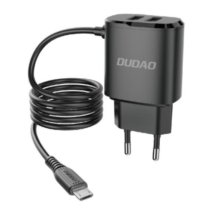 Charger Dudao (A2ProM) with microUSB cable (2xUSB 12W 2.4A) black