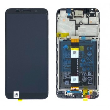 Ekranas Huawei Y5p 2020 su lietimui jautriu stikliuku ir rėmeliu ir baterija Midnight Black originalus (service pack)