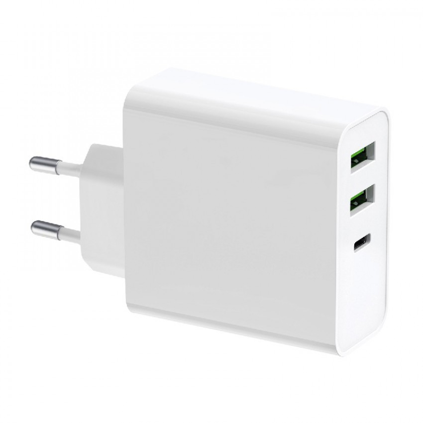 Charger Platinet QuickCharge Type-C+USB 2.4A (65W) white