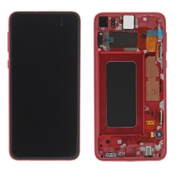 LCD  ekrāns Samsung G970F S10e ar skārienekrānu un rāmi Cardinal Red oriģināls (lietots A pakāpe)