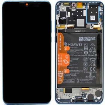 LCD screen Huawei P30 Lite New Edition 2020 (02353FQE/02353DQS) with touch screen and frame and battery Peacock Blue original (service pack)