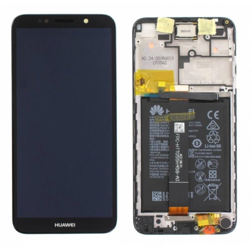 LCD screen Huawei Y5 2018 with touch screen with frame and battery black original (service pack)