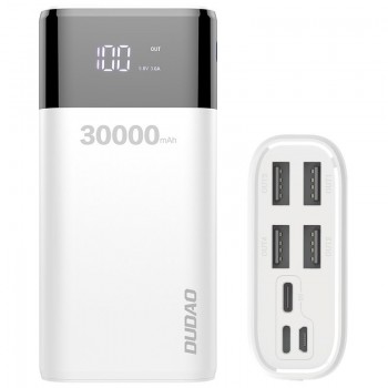 Ārējais akumulators POWER BANK Dudao (K8Max) 30000mAh (4xUSB; LCD) balts