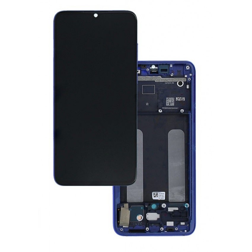 Ekranas Xiaomi Mi 9 Lite su lietimui jautriu stikliuku ir rėmeliu Blue originalus (service pack)