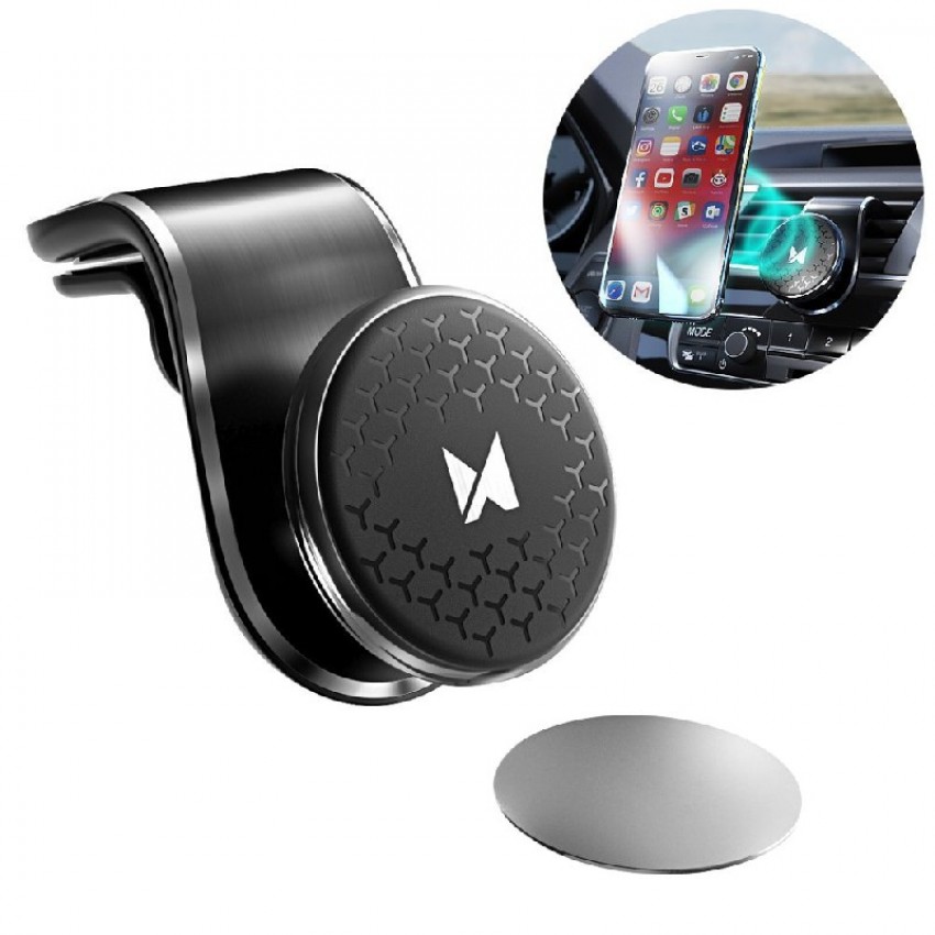 Universāls automašīnas telefona turētājs Wozinsky WMH-03 lietošanai uz ventilācijas režģa, magnētisks stiprinājums, melns