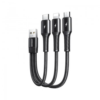 USB cable JOYROOM (S-01530G9) 3in1 lightning+micro+type-C (3.5A) 0.15m black