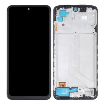 Ekranas Xiaomi Redmi Note 10/Redmi Note 10S/Poco M5s su lietimui jautriu stikliuku ir rėmeliu Black originalus (service pack)