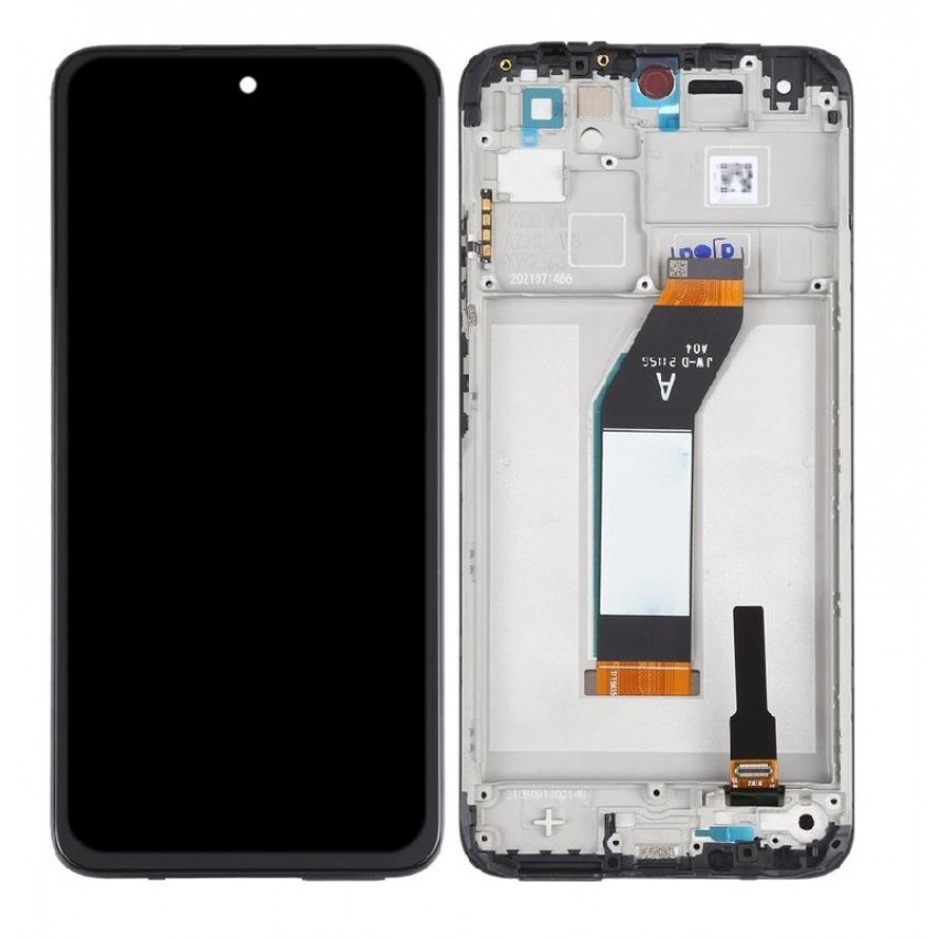 Ekranas Xiaomi Redmi 10 2021 su lietimui jautriu stikliuku ir rėmeliu Black originalus (service pack)