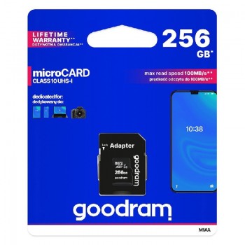 Atmiņas karte GOODRAM MicroSD 256GB (class10 UHS-I) + SD adapteris
