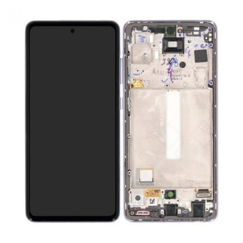 LCD screen Samsung A528 A52S 2021 with touch screen and frame white original (service pack)