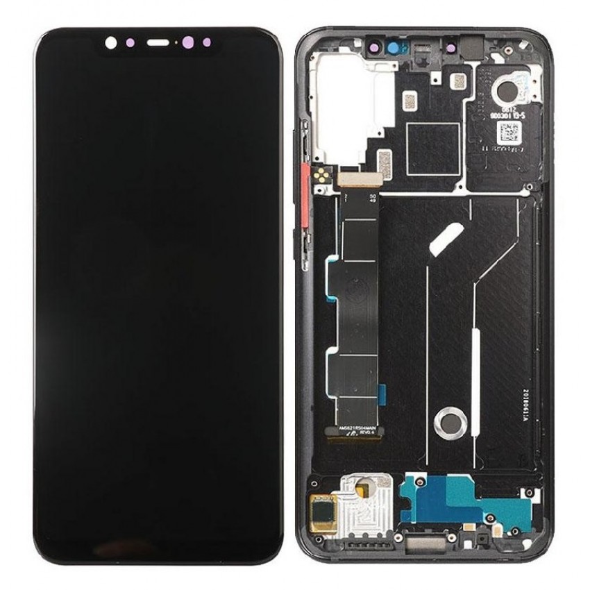 Ekranas Xiaomi Mi 8 su lietimui jautriu stikliuku ir rėmeliu Black originalus (service pack)