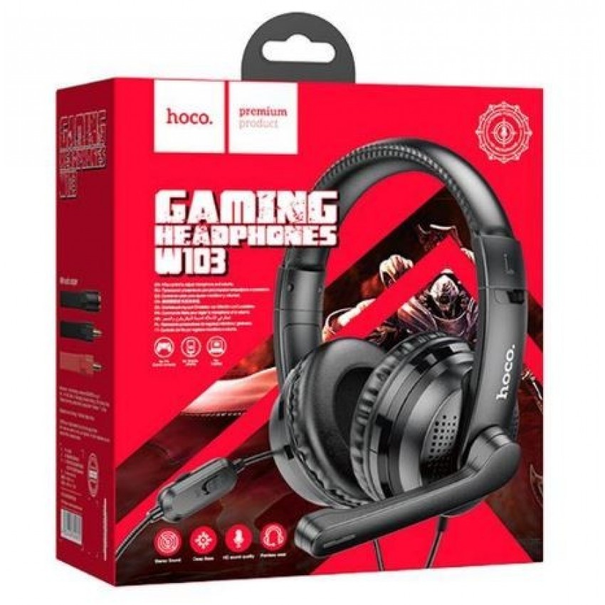 Handsfree HOCO W103 Gaming with microphone black (1.2m cable)