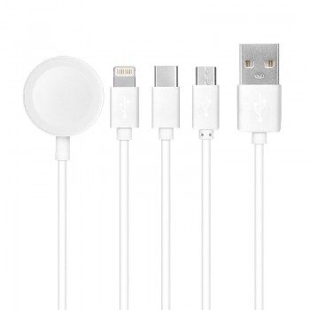 USB cable 4in1 lightning+MicroUSB+Type-C+Apple Watch (3W;1A) 1.2M